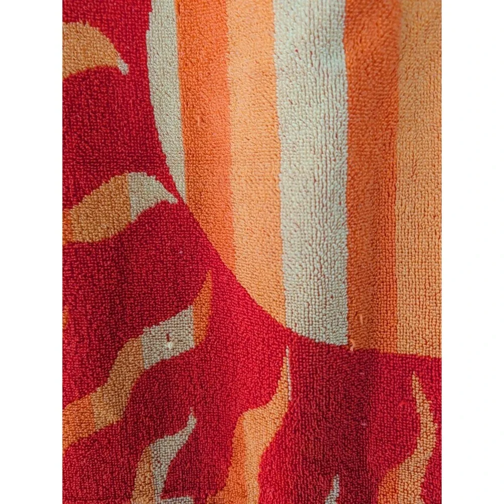 Vtg Palm Cove Beach Towel 100% Cotton Orange Bright Sunbursts Celestial 56